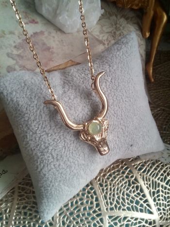 Collier vache avec pierre aventurine