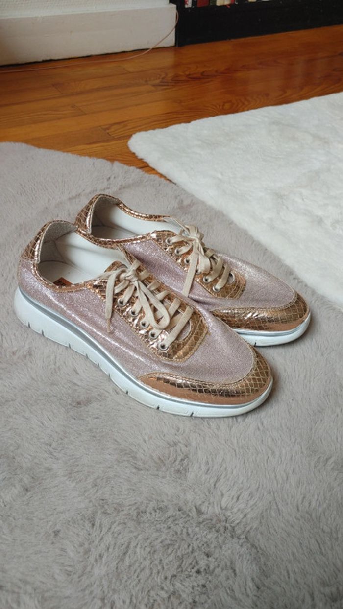 Basket été légère en cuir et mesh