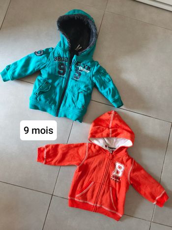 Lot 2 gilets hiver garçon 9 mois