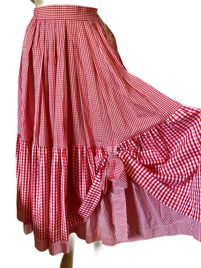 🍒Longue jupe vintage carreaux vichy à volants champêtre cottagecore gingham ruffled long skirt🍒 - photo numéro 10