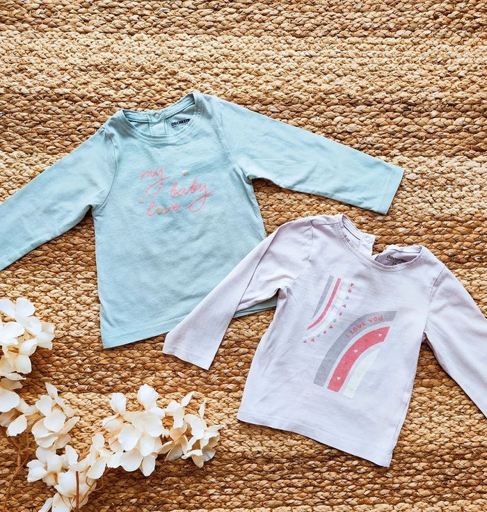 Lot de deux tee-shirts manches longues fille 24 mois