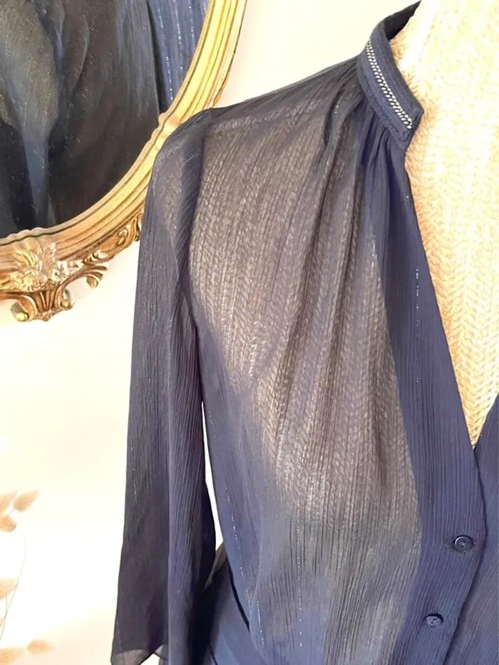 Sublime blouse chemise manche longue noir fluide Zara taille XS - photo numéro 8