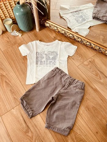 Taille 2 ans ensemble 2 pièces d’été garçon TAO Orchestra blanc et gris * van * 💙
