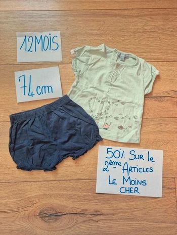 Ensemble Tee-shirt manche courte poisson et Short bloomer