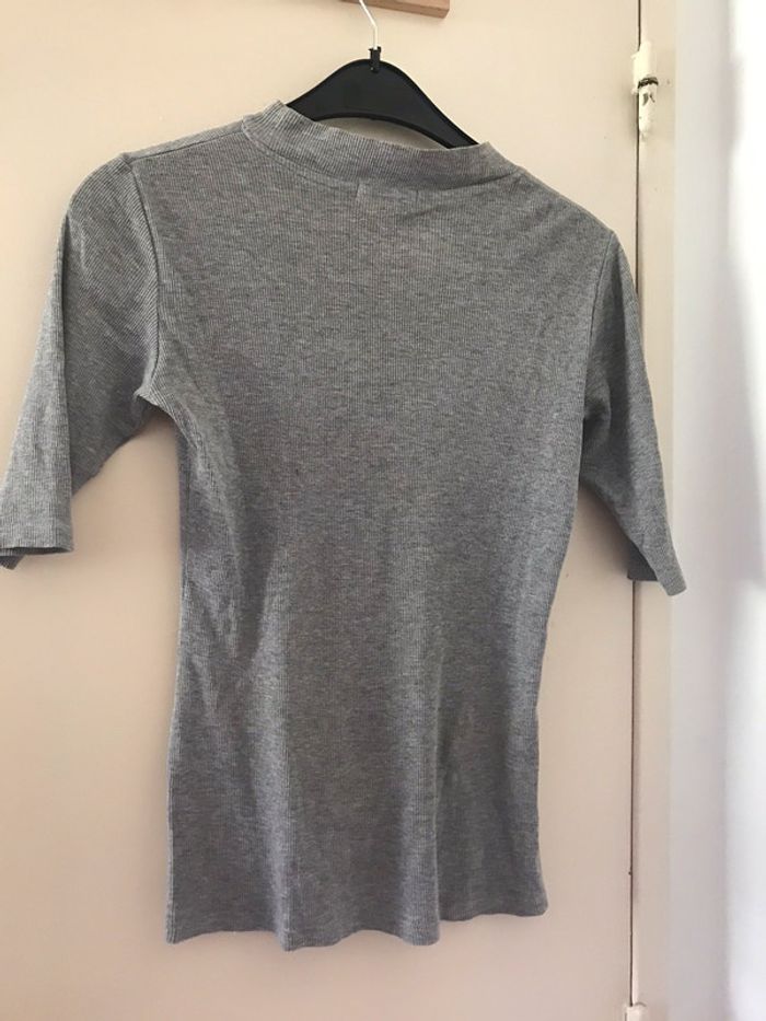 T-shirt manche 3/4 gris - photo numéro 2