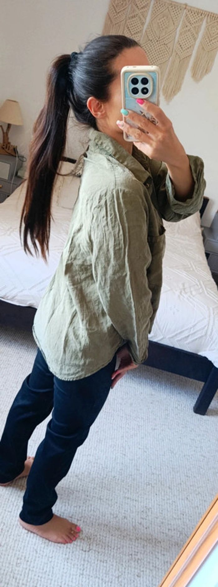Chemise légère oversize Please L vert kaki 100% lyocell décontractée - photo numéro 4
