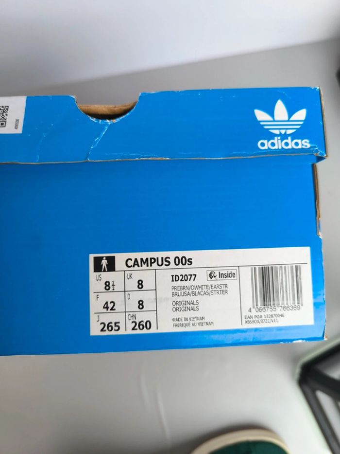 Baskets adidas campus verte et blanche pointure 42 très bon état avec boîte - photo numéro 13
