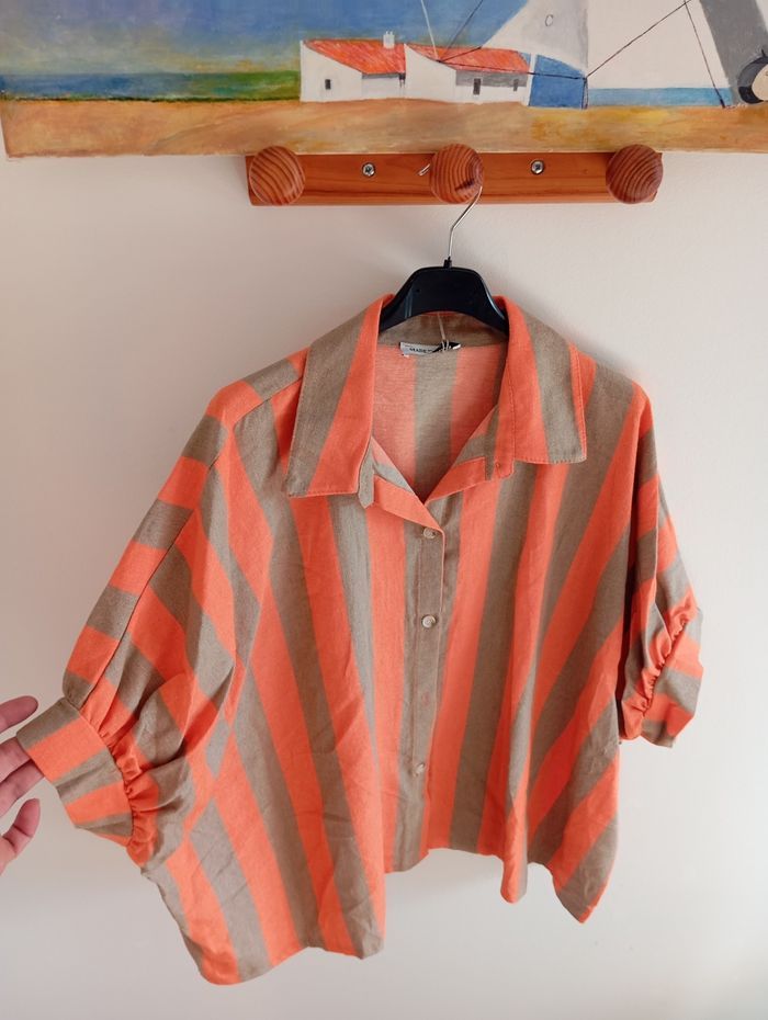 Chemise à bande orange coton taille L XL - photo numéro 2