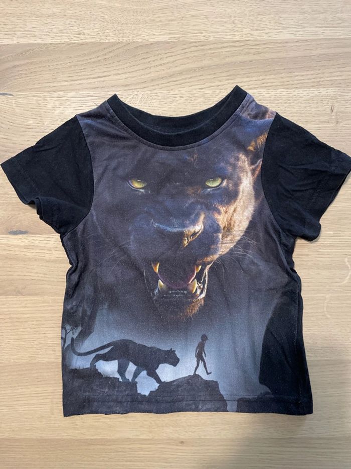 T-shirt manches courtes noir Disney livre de la jungle 2 ans