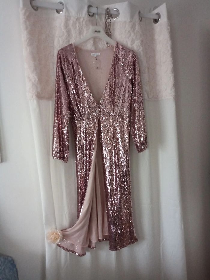 Kimono/ veste longue en sequins L neuf - photo numéro 4