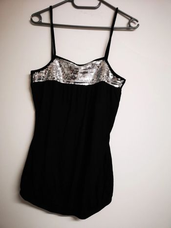 Débardeur noir paillettes argenté