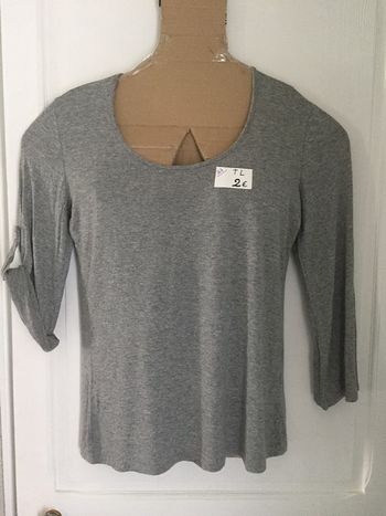 207-Haut manches 3/4 gris T L (38/40)