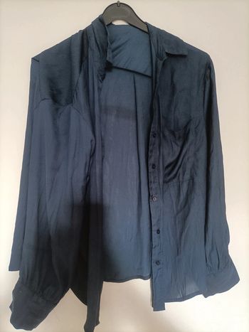 Chemise manches courtes – Bleu nuit à pois Gémo Taille 40