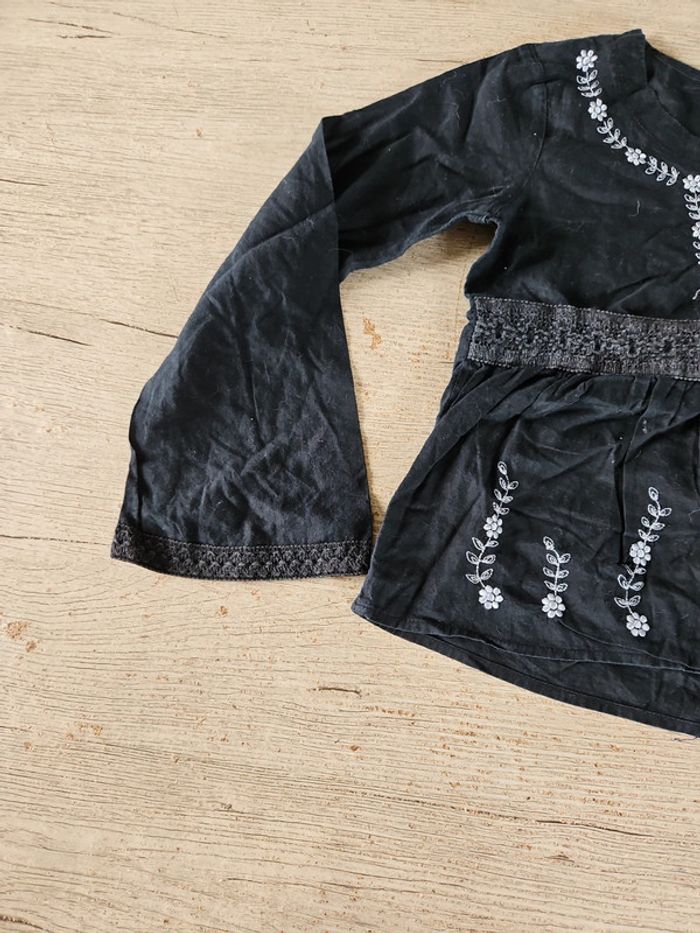 Blouse à manches longues larges, noire avec broderie blanche, Xhilaration, S (4/5 ans), nickel - photo numéro 7