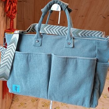 Sac velours côtelé vert menthe clair 