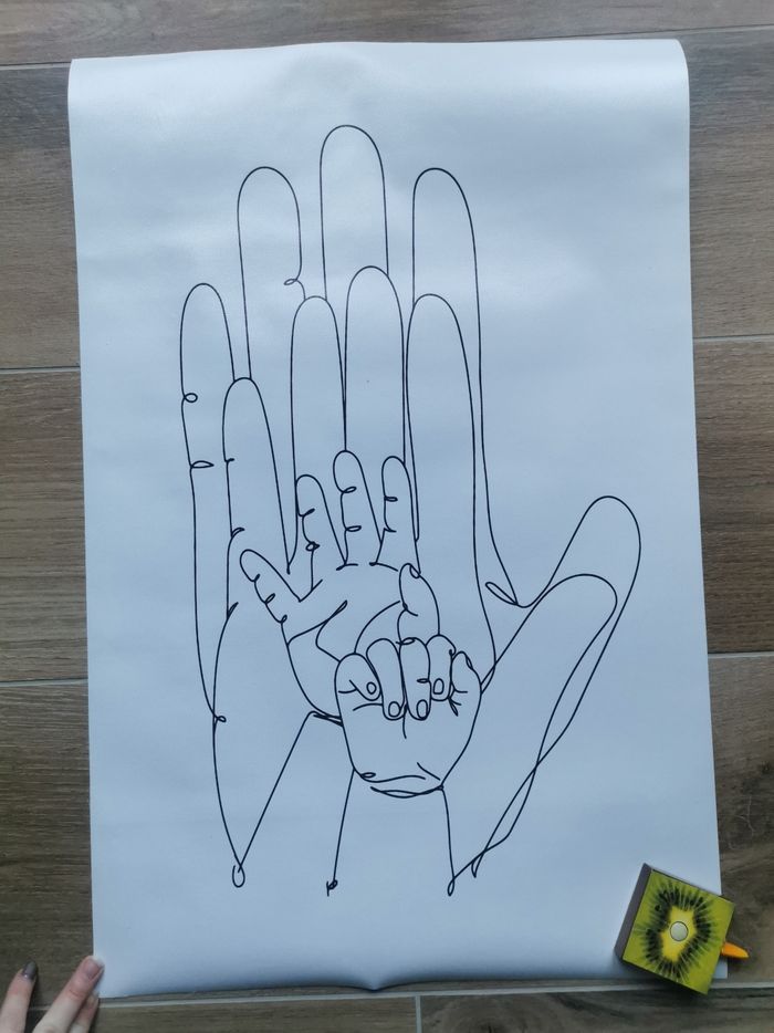 Toile famille 4 mains minimaliste neuve