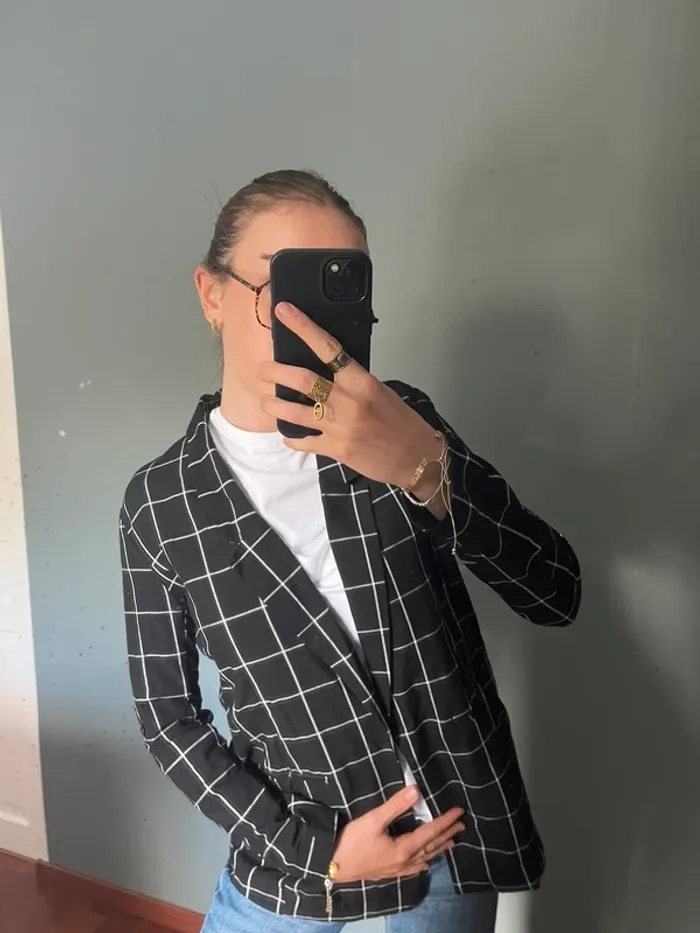 blazer noir et blanc XS