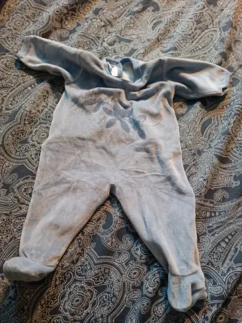 Pyjama velours bleu tout doux petit bateau 60cm