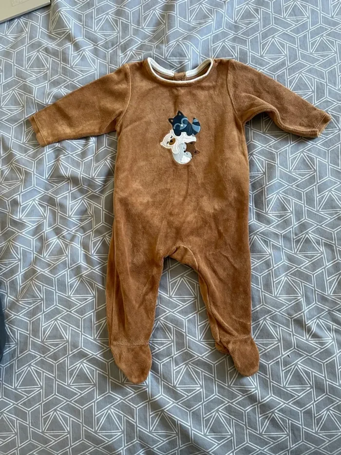 Pyjama velour bébé OBAIBI 6mois - photo numéro 2
