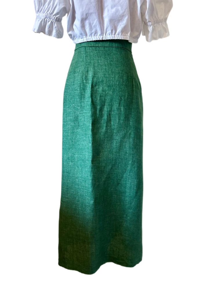 🦚Jupe longue en lin vert champêtre Cottagecore Countryside Charm Green Linen Skirt🦚 - photo numéro 13