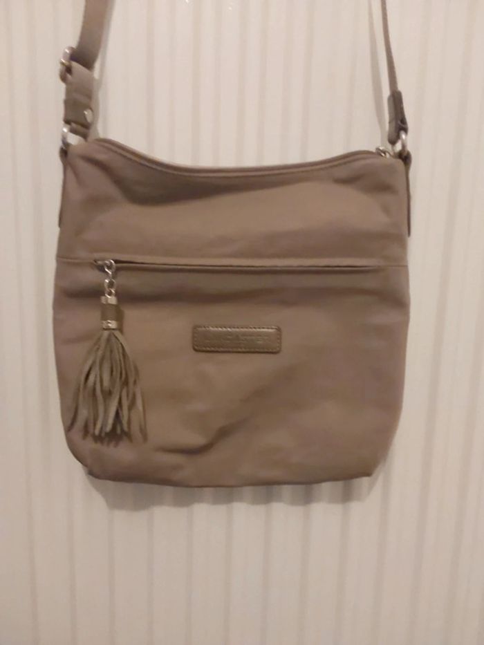 Sac bandoulière lancaster gris beige - photo numéro 2