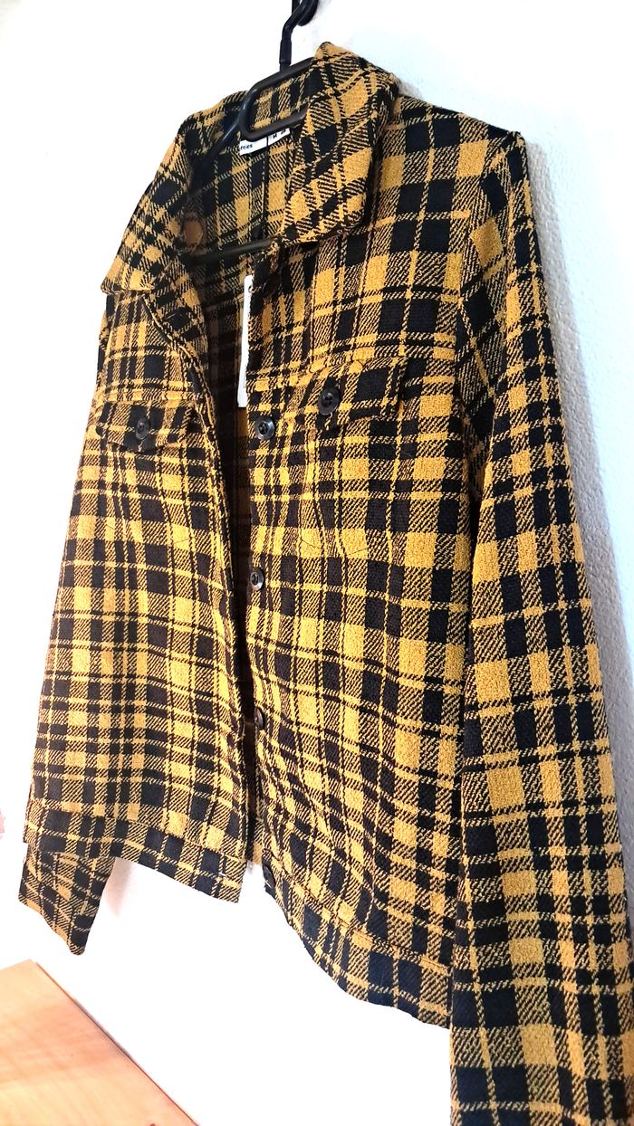 Veste surchemise à carreaux jaune & noir – Taille M - photo numéro 3