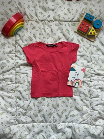 teeshirt manches courtes rose uni 26 mois  BASIC