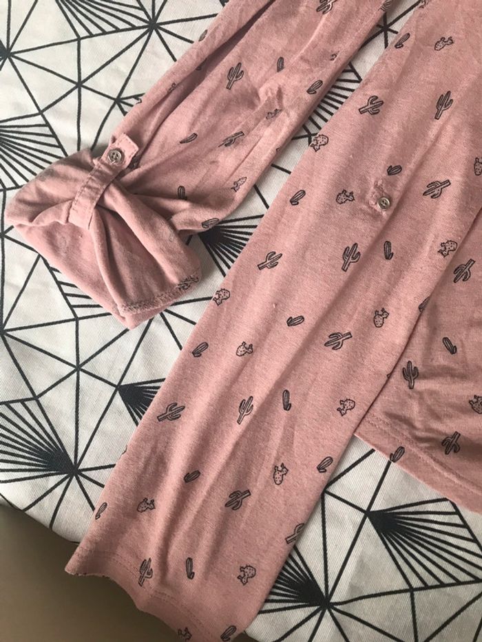 Tee shirt manches longues rose tropical - photo numéro 3