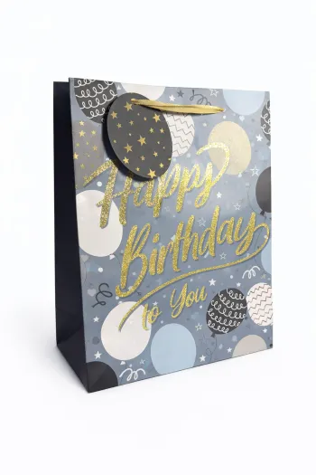 Sac cadeau “Joyeux anniversaire à toi” Angels Craft bleu/doré 18x23 x10 cm Neuf