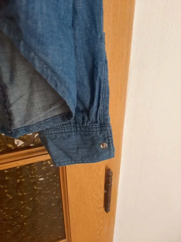 Chemise jean coton fantaisie bleue - photo numéro 5