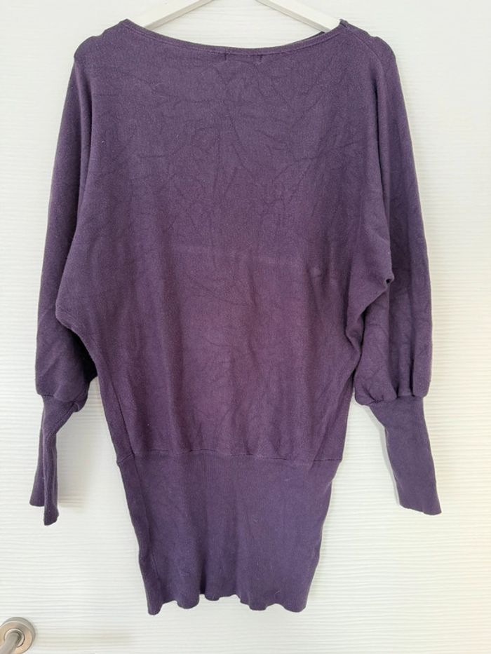 Haut pull d’hiver long violet foncé manches bouffantes - photo numéro 6