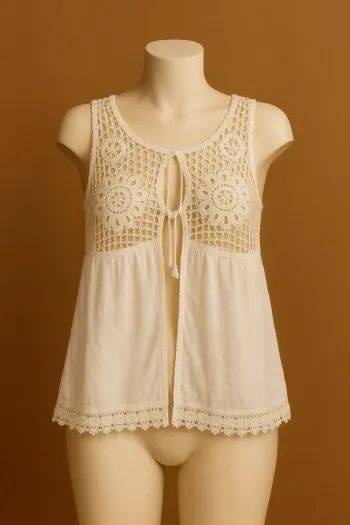 Haut blanc en crochet bohème