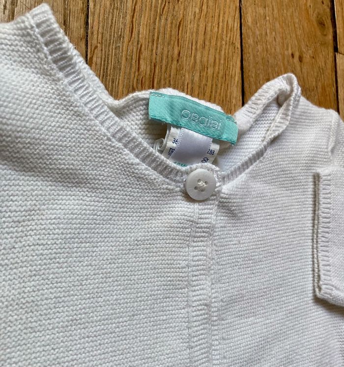 Boléro gilet Obaibi 18 mois , coton blanc - photo numéro 2