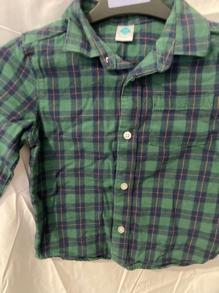 Chemise TEX Baby 36 mois carreaux vert bleu - photo numéro 7