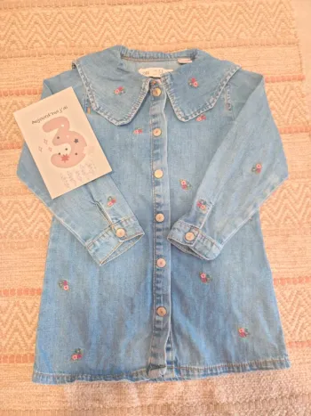 Robe Zara Jean fleurs roses 3 ans