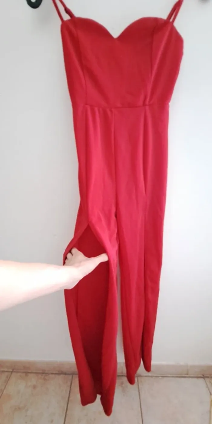 Combinaison rouge - moulante - jambes fendues - Shein - taille 34 / XS - photo numéro 2