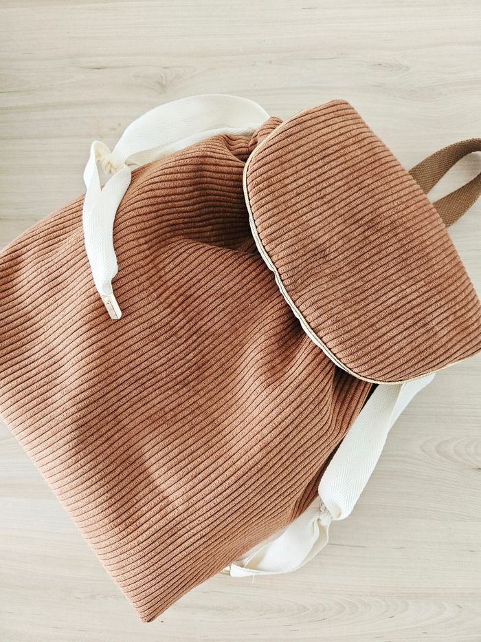 Sac à dos cotelé Chocolat - photo numéro 4