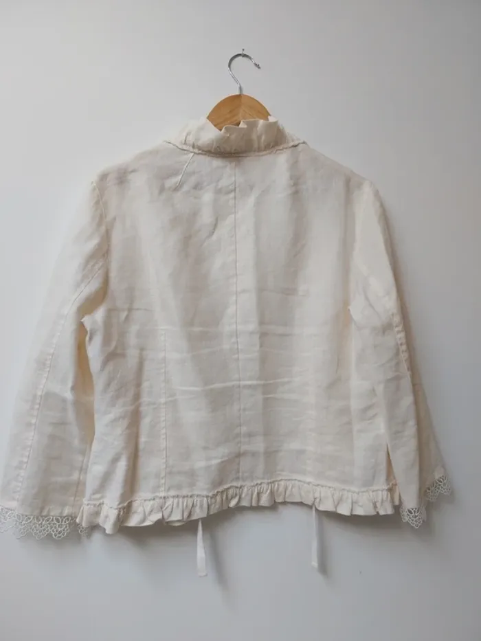 Veste crème en lin avec broderie Monsoon 44 - photo numéro 2