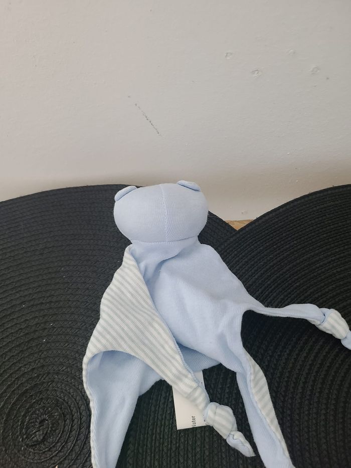 Doudou plat ours bleu vert - photo numéro 2