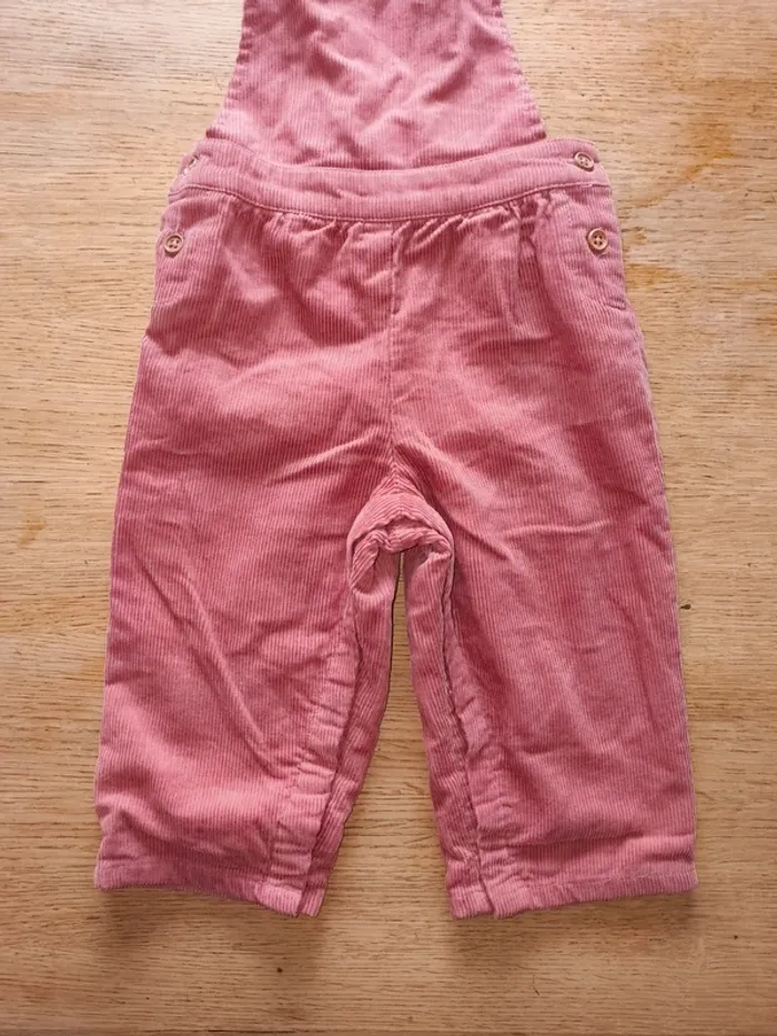 Salopette bout'chou 9 mois fille vieux rose velours excellent état - photo numéro 2