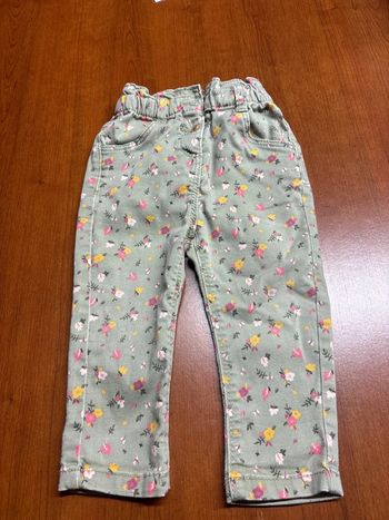 Pantalon jean vert fleuris