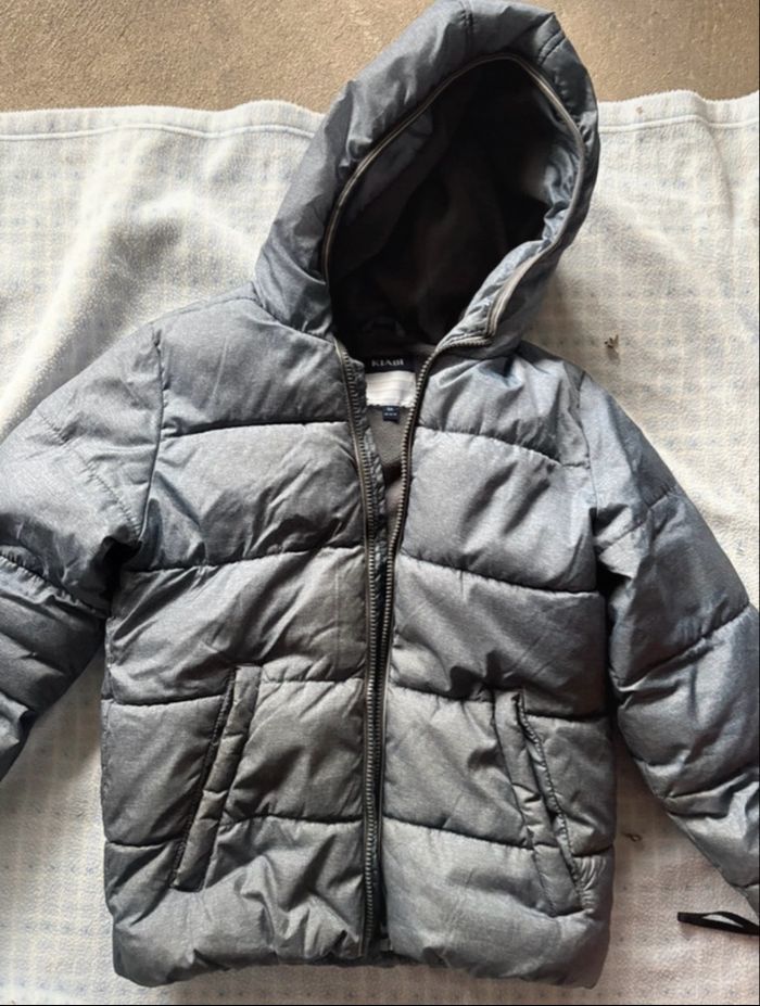 doudoune à capuche doublure polaire hiver gris chiné kiabi 10 ans - photo numéro 1
