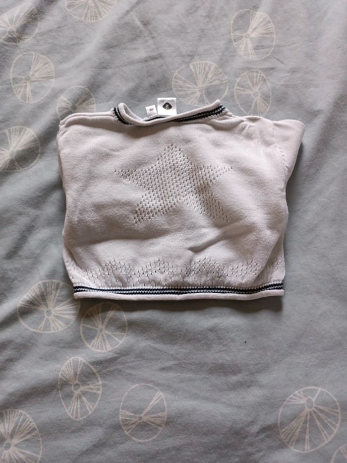 Gilet court blanc bleu marine - photo numéro 4