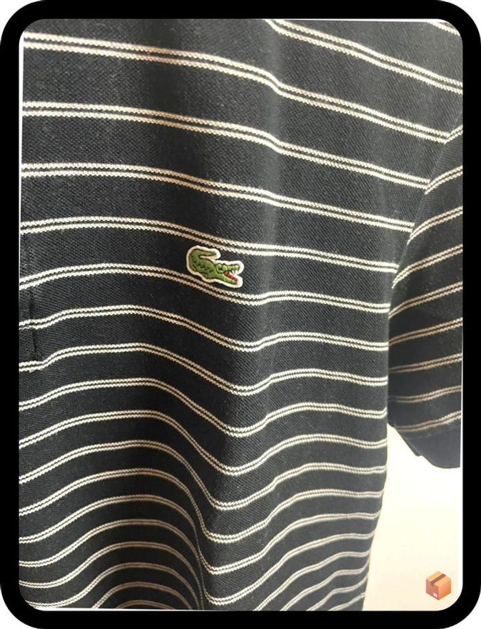 Polo Lacoste homme – Taille 5 – Noir à rayures blanches - photo numéro 3