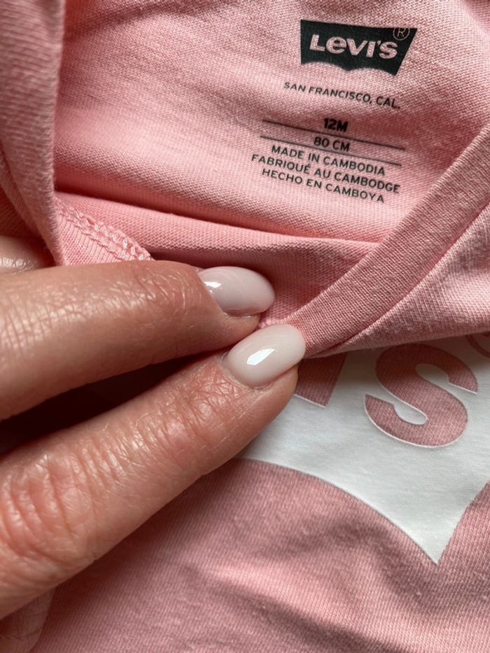 T-shirt fille rose Levis 12 mois - photo numéro 3
