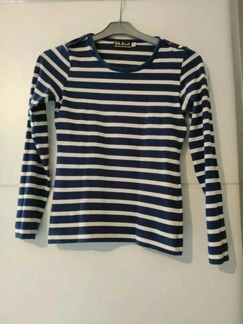 T shirt Marinière bleue et blanche manches longues Little Marcel taille M