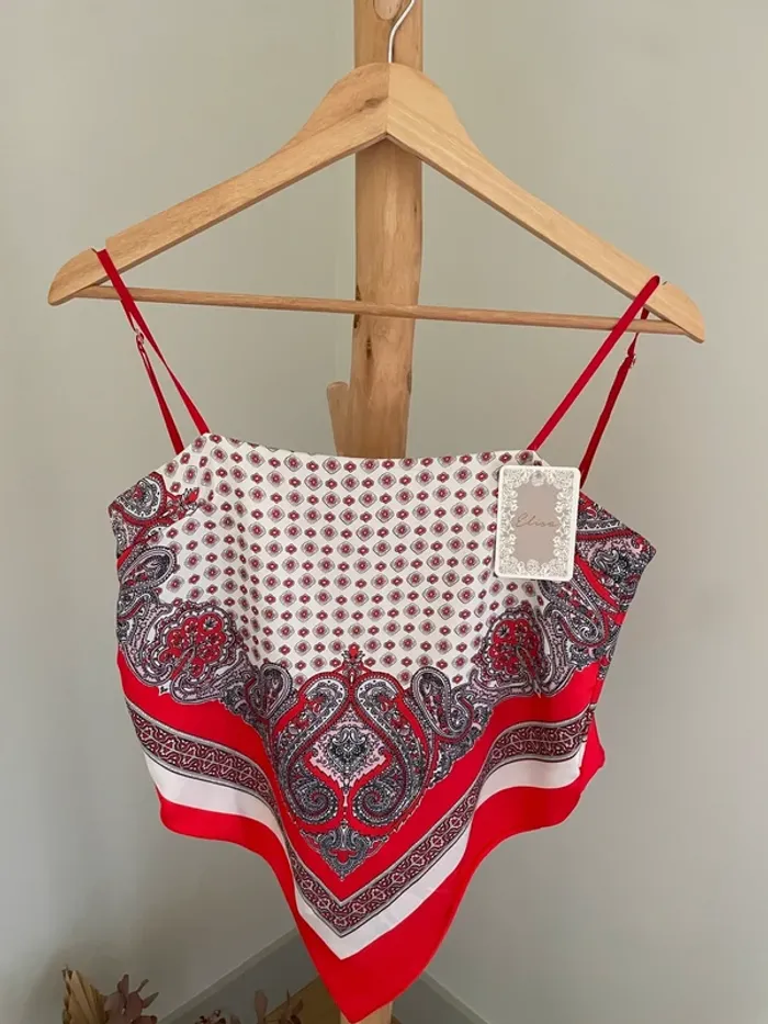 Top bandana satin rouge