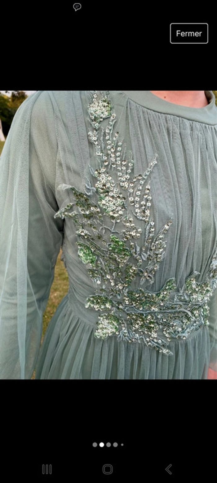 Robe cérémonie mariage vert clair strass T38 - photo numéro 2