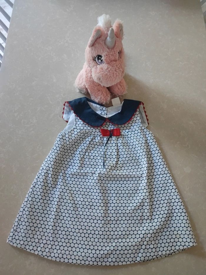 🌸 adorable robe 👗 style marinière 24 mois