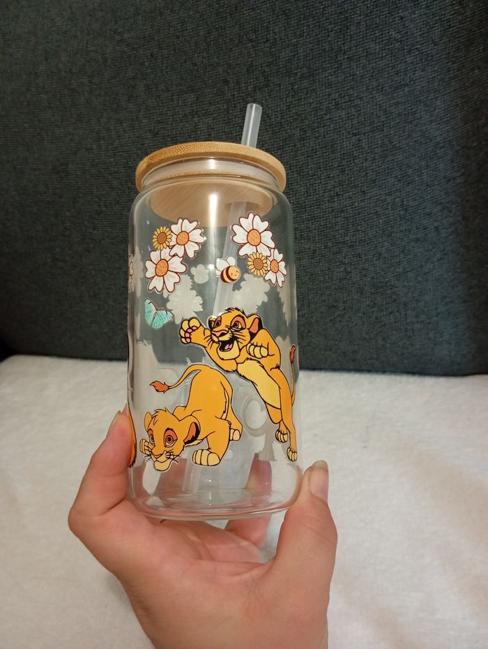 Can glass roi lion en verre avec paille - photo numéro 2